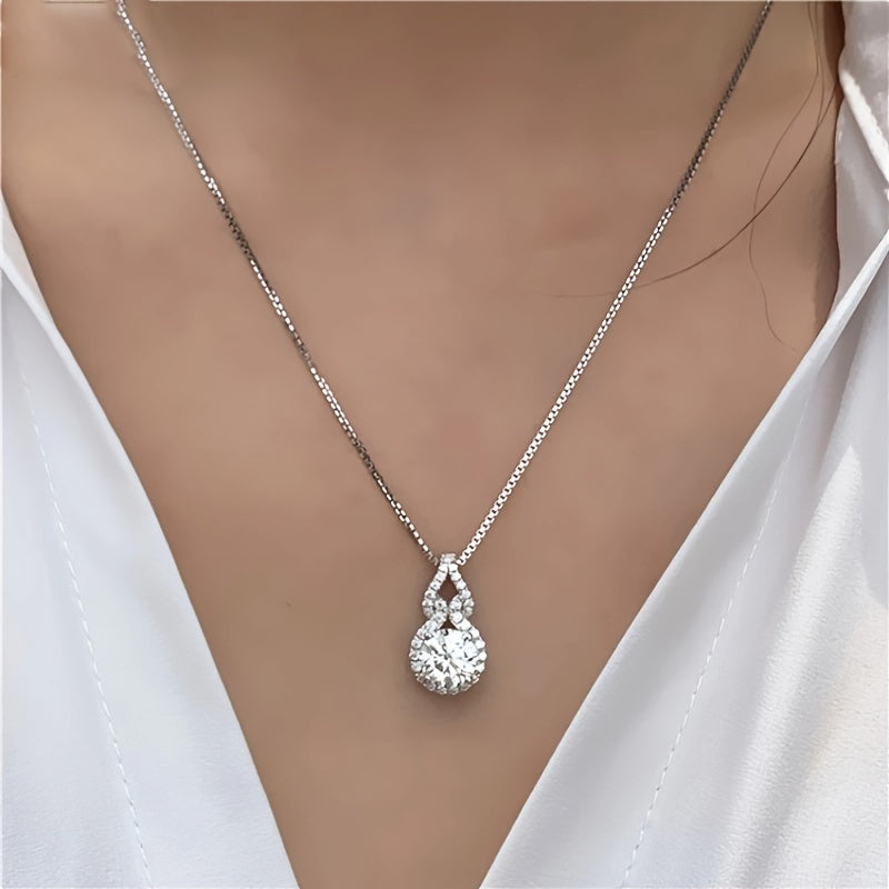 3-carat Moissanite Necklace S925 Pure Silvery Droplet Shaped Pendant, Elegant And Fashionable Classic Wedding Jewelry, Women's Necklace Jewelry, Women's Jewelry Give Her Valentine's Day Gift - Image 5