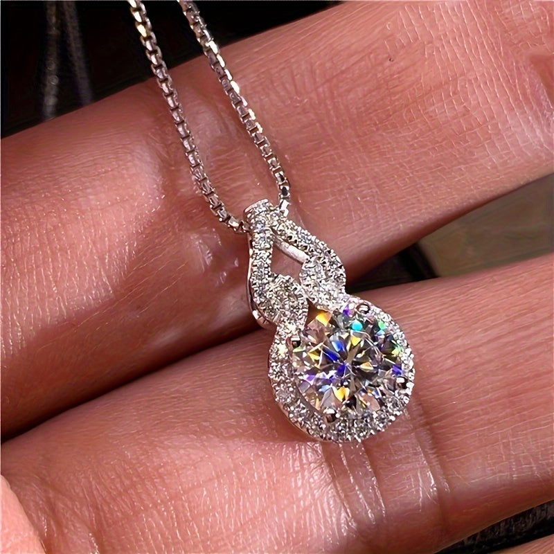 3-carat Moissanite Necklace S925 Pure Silvery Droplet Shaped Pendant, Elegant And Fashionable Classic Wedding Jewelry, Women's Necklace Jewelry, Women's Jewelry Give Her Valentine's Day Gift